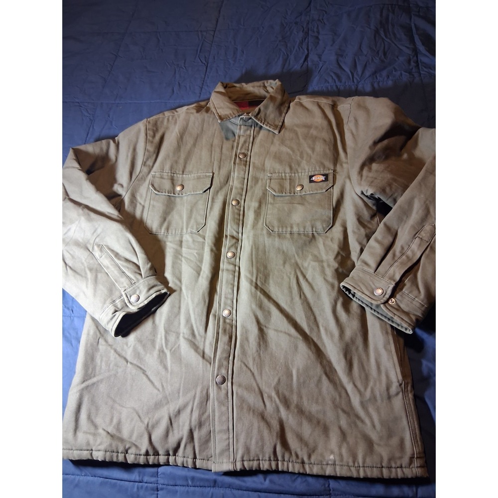Dickies Workwear Olive Canvas Blanket‎ Lined Chore Jacket Coat Mens Size Large